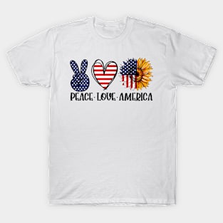 Peace love America sunflower T-Shirt